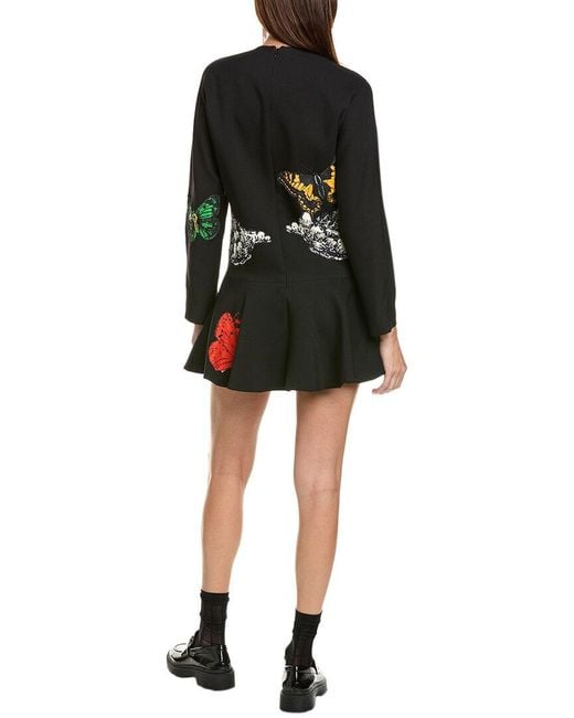 Valentino Black Wool & Silk-blend Shift Dress