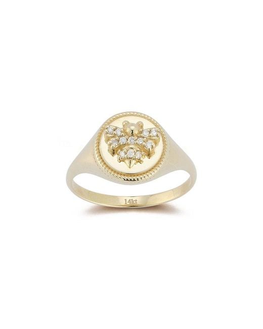 Ember Fine Jewelry Metallic 14k 0.08 Ct. Tw. Diamond Bee Signet Ring