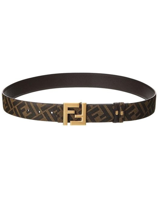 Fendi Brown Ff Squared Leather Belt for men
