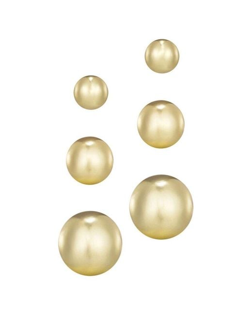 Adornia Metallic 14K Plated Set Of 3 Ball Stud Earrings