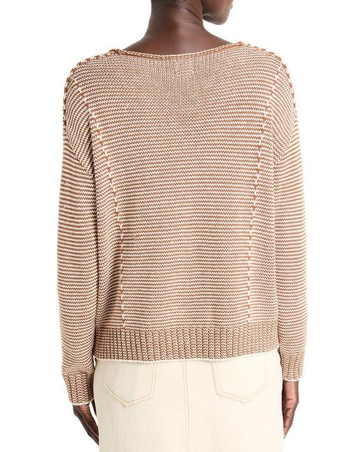 NIC+ZOE Natural Nic + Zoe Striped Seamed Cotton Cord Sweater