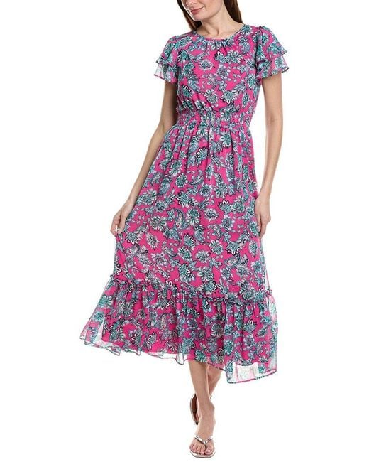 Cece Purple Double Ruffle Maxi Dress