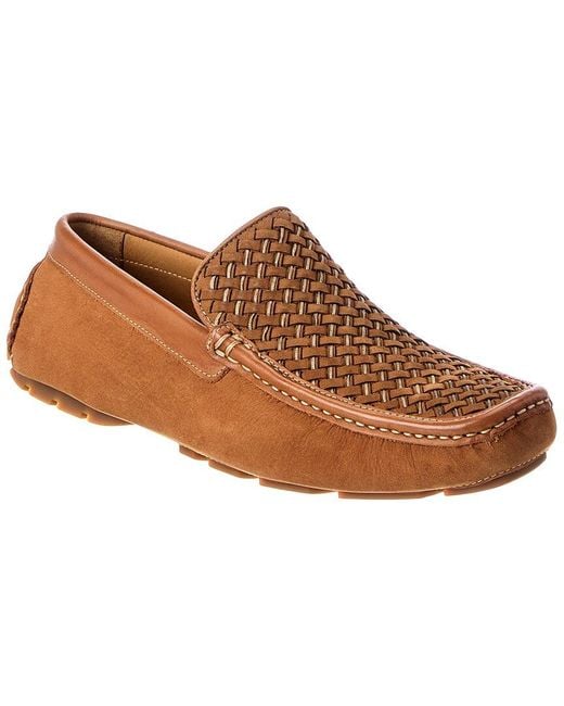 Donald J Pliner Brown Damiano Woven Leather & Suede Loafer for men