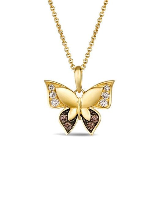Le Vian Metallic Le Vian 14K 0.17 Ct. Tw. Diamond Butterfly Pendant Necklace