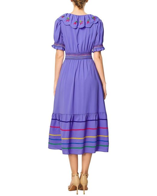 BRC By BURRYCO Purple Short Sleeve Midi Dress