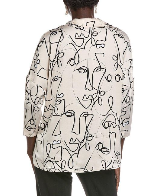 Joseph Ribkoff White Abstract High-Low Blouse