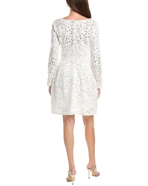 Oscar de la Renta White Bateau Neck Silk-Lined Cocktail Dress