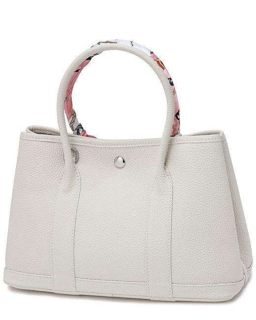 Tiffany & Fred Paris White Top-grain Leather Satchel