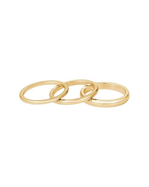 Adornia White 18K Plated Stainless Steel Stacking Band Ring Set