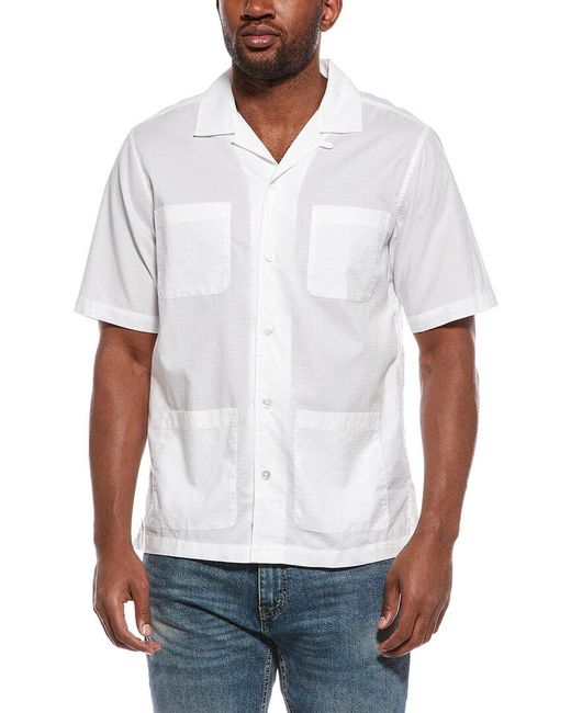 J.McLaughlin White Guyabera Woven Shirt for men