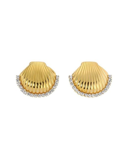 Eye Candy LA Metallic Cz Doris Sea Shell Studs
