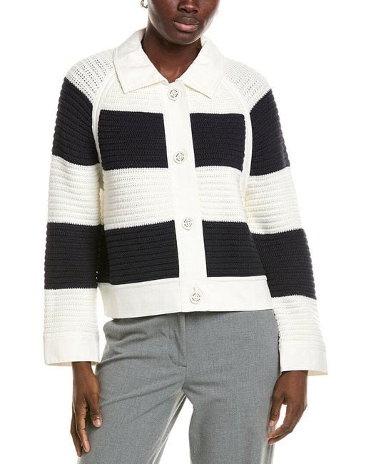 Marc Cain White Stripe Cardigan