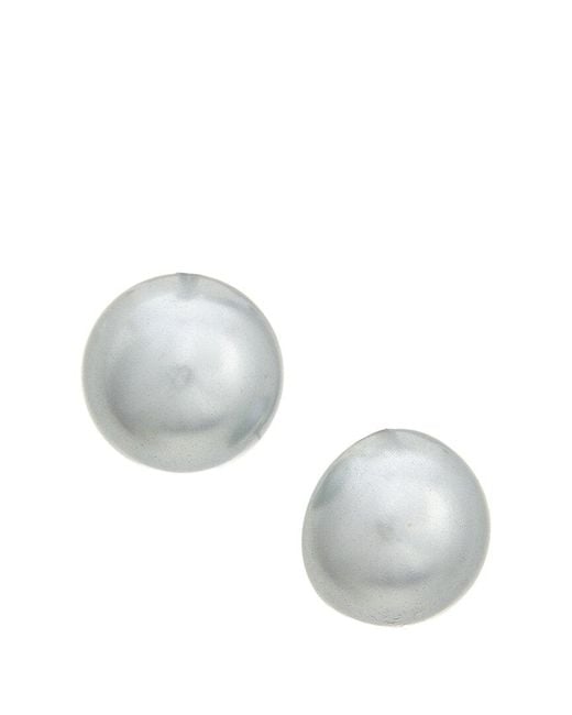 Kenneth Jay Lane White Button Earrings