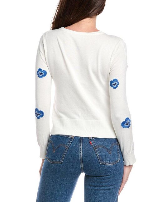 Tahari Blue Spring Pansy Cardigan