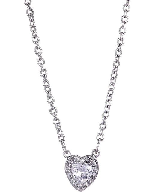 Adornia Metallic Cz Halo Heart Necklace