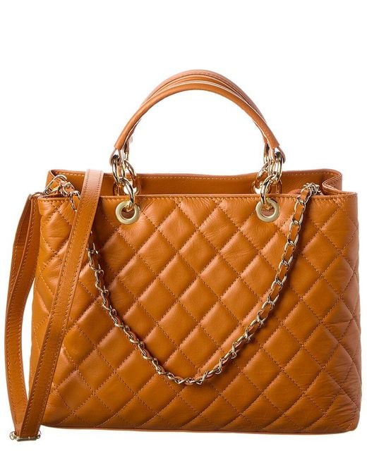 Persaman New York Brown Aurora Quilted Leather Tote