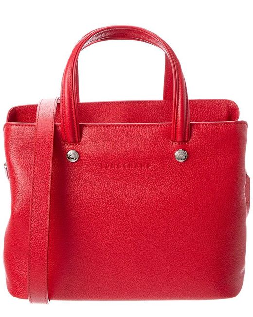 Longchamp Red Le Foulonne Leather Top Handle Tote