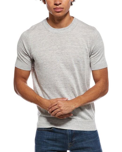 Brunello Cucinelli Gray Linen-Blend Crewneck Sweater for men
