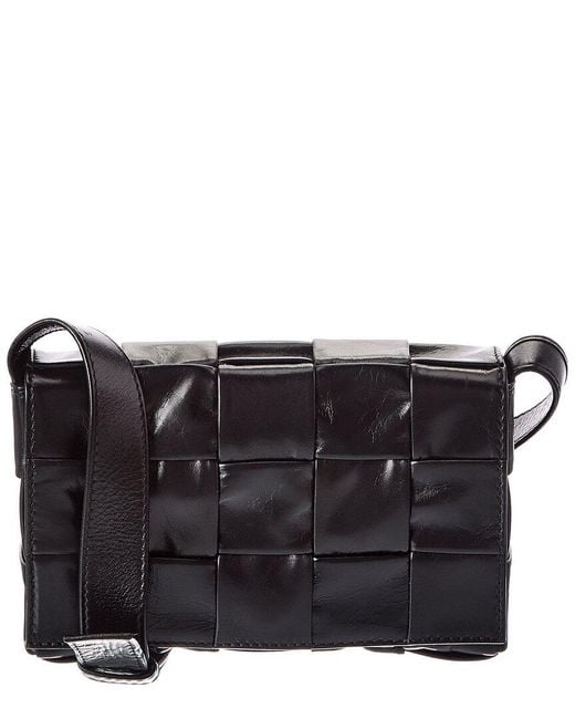 Bottega Veneta Black Cassette Small Maxi Intrecciato Leather Crossbody