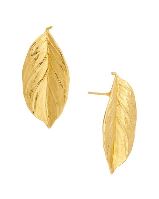 Oscar de la Renta Metallic Small Leaf Earrings