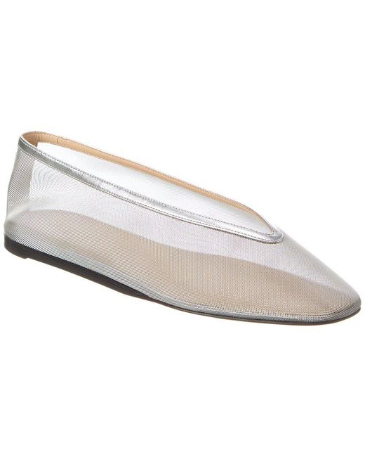 Le Monde Beryl White Luna Mesh & Leather Ballerina Flat