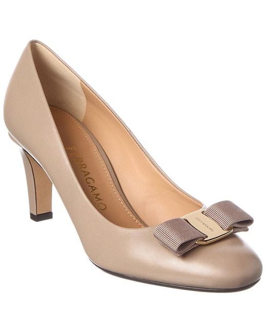 Ferragamo Natural Vara Bow Leather Pump