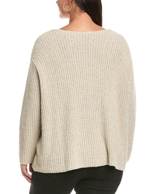 Eileen Fisher Natural Plus V-Neck Cashmere-Blend Sweater