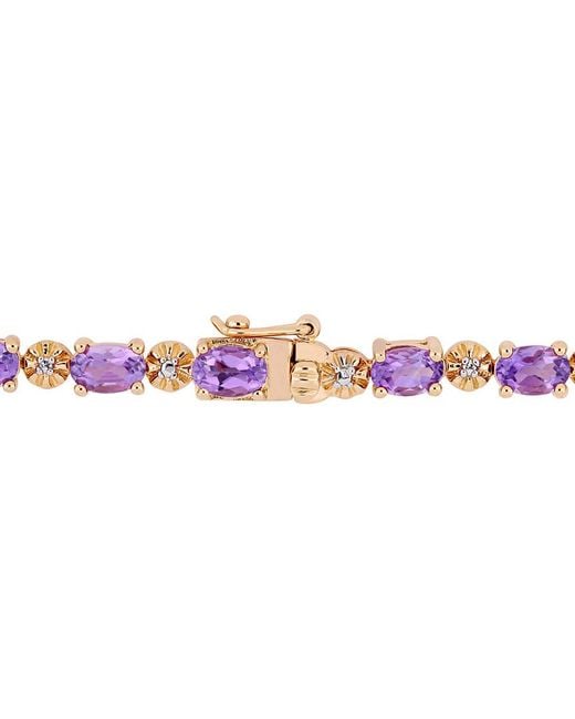 Rina Limor Pink Fine Jewelry 18K Rose Vermeil 7.22 Ct. Tw. Diamond & Amethyst Bracelet