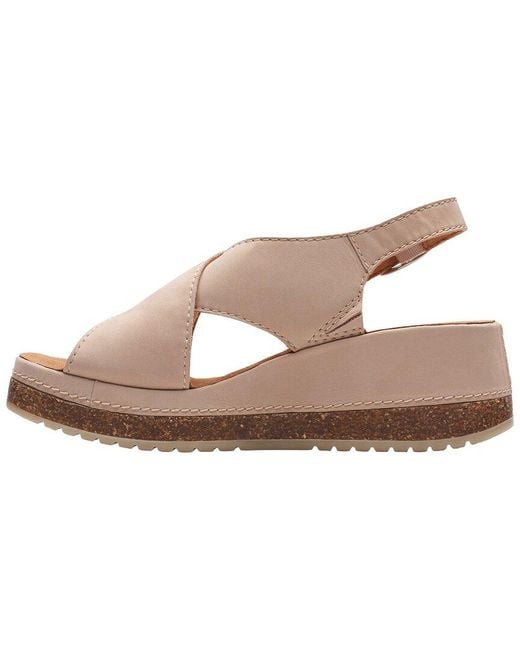 Clarks Brown Kassanda Step Nubuck Wedge Sandal