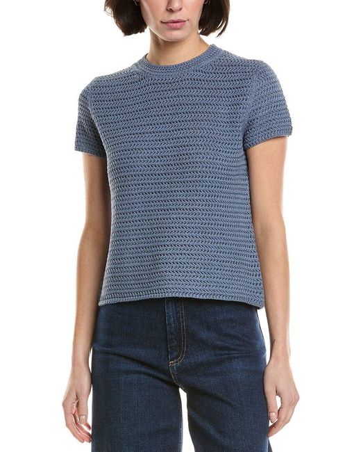 Vince Blue Crochet T-Shirt