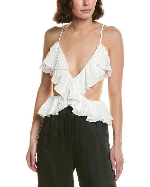 Bardot White Ilara Pleated Cutout Top