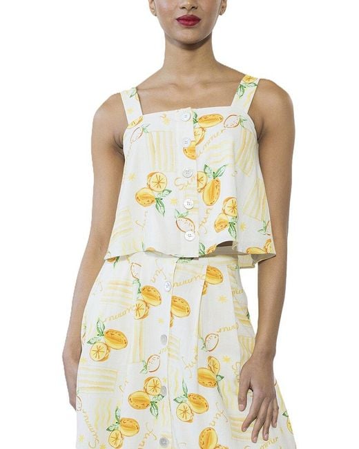 Alexia Admor Metallic Elena Linen-Blend Top