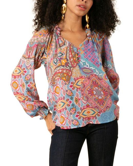 Hale Bob Red Laura Silk Blouse