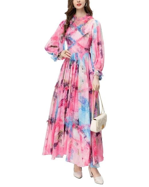 BURRYCO Pink Long Sleeve Maxi Dress