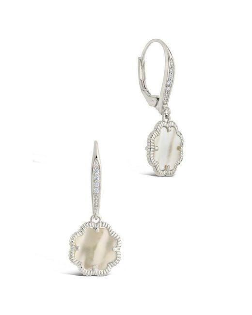 Sterling Forever White Pearl Short Drop Earrings