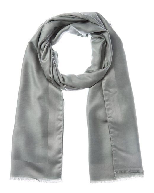 Givenchy Gray 4G Logo Silk & Wool Scarf