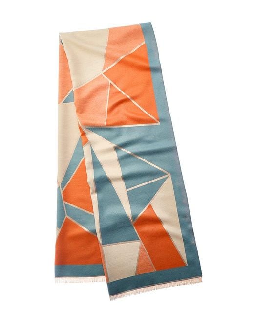 Saachi Orange Abstract Tile Reversible Scarf