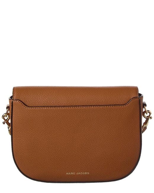 Marc Jacobs Brown Signet Turnlock Leather Saddle Bag