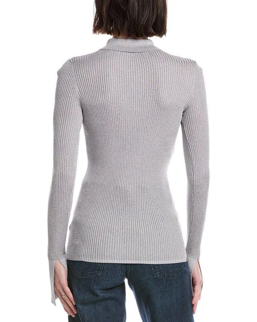 7 For All Mankind Gray Metallic Button-Up Sweater