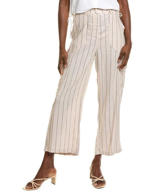Ellen Tracy Natural Linen-Blend Cargo Pant