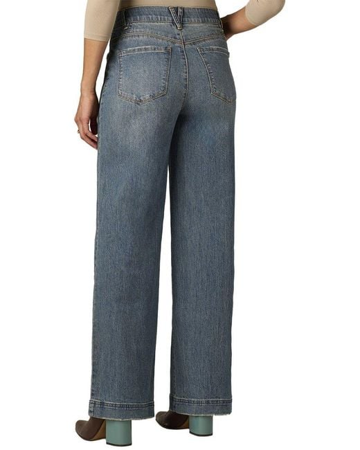 Wit & Wisdom Blue Mid Artisanal Gracie Skyrise Double Side Seam Wide Leg Jean