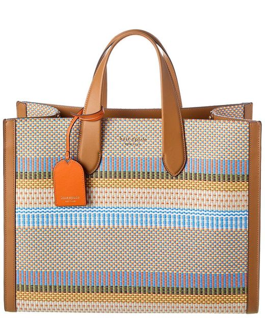 Kate Spade Yellow Manhattan Large Striped Tote