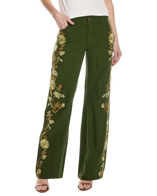 Alice + Olivia Green Akers Ember Oversized Pant