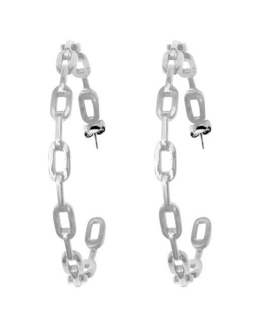 Adornia White Plated Link Hoop Earrings