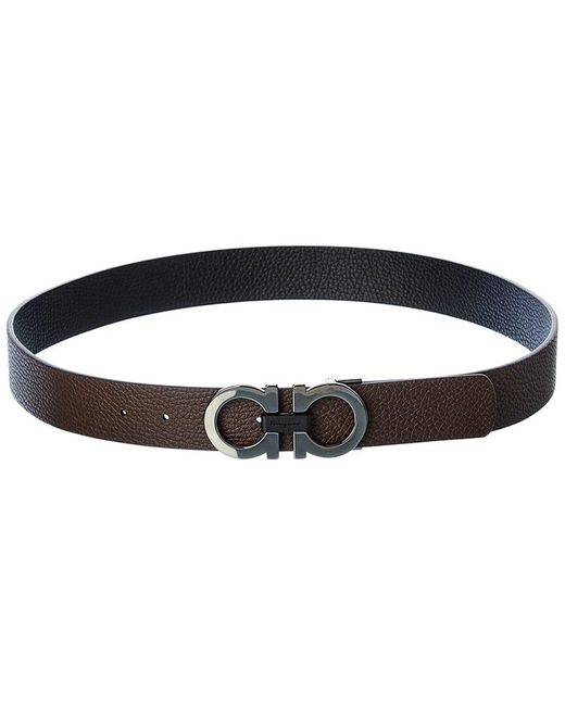 Ferragamo Black Gancini Reversible & Adjustable Leather Belt for men