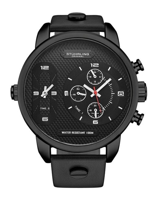 Stuhrling Black Monaco Watch for men