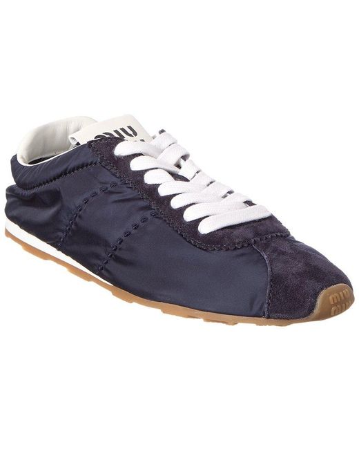 Miu Miu Blue Suede-Trim Sneaker
