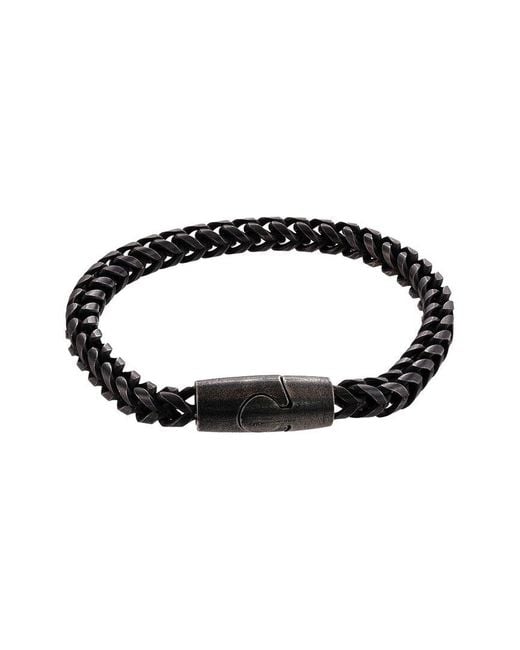 Meira T Black Stainless Steel Cuban Link Bracelet for men