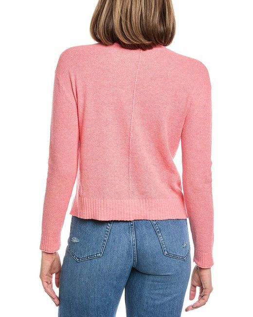 Hannah Rose Red Alessia Seed Stich Linen-Blend Sweater