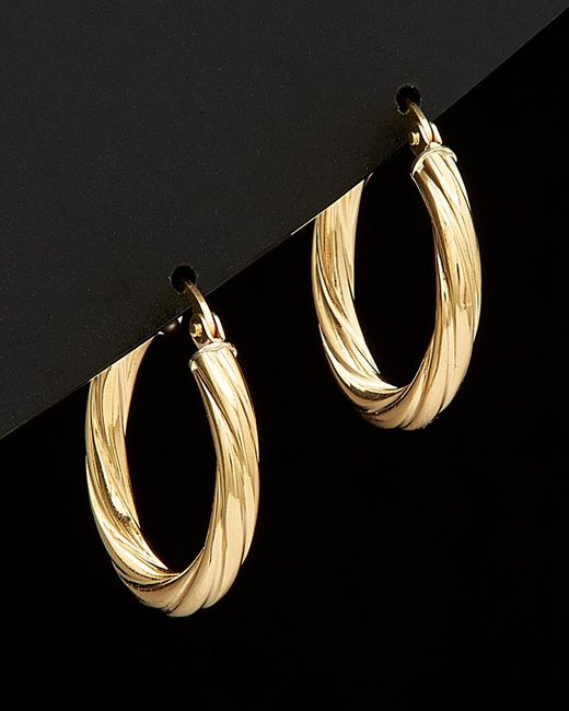 Italian Gold Black 18K Twisted Hoops